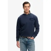 Superdry para homem. M2014483A Moletom de gola redonda Vintage Athletic Tonal Crew azul-marinho (L), Casual, Algodão