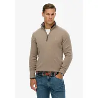Superdry para homem. M6110690A Camisola com meio fecho Essentials castanha (L), Marrom, Casual, Algodão