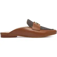 Michael Kors para mulher. 40T6MZFP3L Tamancos Mckenzie de couro com logotipo castanho (39), Marrom, Plano, Nenhum, Casual, Clássico