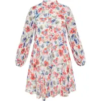Usha Vestido azul / vermelho florescente / branco