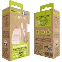 Muvit For Change Carregador De Parede Usb-c Pd 30w + Cabo Usb-c 1 M 3a