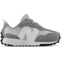 New Balance unisex para criança. I327V1_KL Sapatilhas de pele 327 New-B Hook & Loop cinzentas (17), Plano, Camurça, Velcro, Esportivo, C