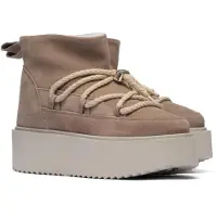 BUY SHOES para mulher. 1001.006.0012 Botas de Pele Classic Low Platform bege (38), Couro, 3 a 5cm, Cordão, Casual