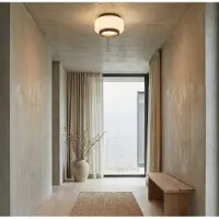 Quitani Candeeiro de teto LED Shiro, Ø 28 cm, madeira/vidro, CCT