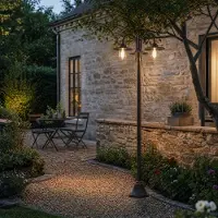 LINDBY Candeeiro de exterior Bilma, 3 lâmpadas, cor de ferrugem, 220 cm, vidro,