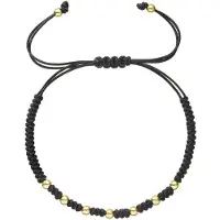 Evolution Group Bracciale Esclusivo Kabbalah Nero Con Palline Dorate 93T00101 — Bracciale