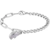 Lacoste Bracciale Acciaio Cristalli Viola Coccodrillo — Bracciale