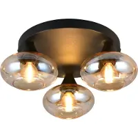Reality Candeeiro de teto Divina, cor âmbar, Ø 39 cm, 3 lâmpadas, vidro