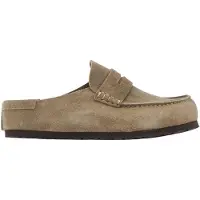 Birkenstock para mulher. 1029675 Tamancos de Couro Naples Wrapped (Ajuste Regular) taupe (42), Plano, Nenhum, Casual