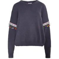 IZIA Pullover 'Hoona' cinzento escuro / verde / laranja / branco
