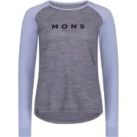 Mons Royale - Vestuário caminhada mulher - Icon Merino Raglan LS W Grey Heather/Skyline para Mulher - Tamanho M - Violeta