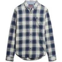 Superdry para homem. M4010727A Camisa de lenhador em algodão orgânico xadrez azul-marinho (S), Casual, Manga comprida, Sustentável
