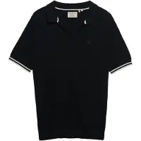 Superdry para homem. M1110459A Polo Johnny Collar Tricotado preto (XL), Casual, Algodão, Manga curta