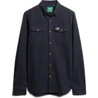 Superdry para homem. M4010723A Camisa de trabalho de flanela azul-marinho (XXL), Casual, Manga comprida, Algodão orgânico, Sustentável