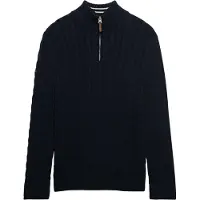Superdry para homem. M6110661B Camisola com meio fecho Cotton Classic Cable 1 2 marinho (XXL), Casual, Algodão, Manga comprida