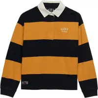 Superdry para mulher. W6012212A Polo de râguebi Heritage Stripe Rugby amarelo (S), Casual, Algodão, Manga comprida