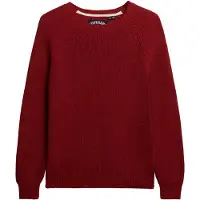 Superdry para mulher. W6110672A Camisola de malha canelada descontraída castanha (M), Vermelho, Casual, Algodão