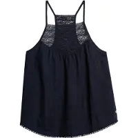 Superdry para mulher. W6011860A T-shirt de renda azul-marinho (L), Casual, Viscoso, Sem mangas / correias