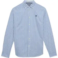 Superdry para mulher. W4010565A Camisa oxford de corte justo azul (S), Casual, Algodão, Clássico, Manga comprida