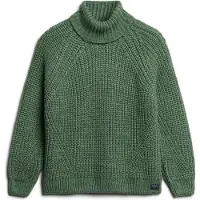 Superdry para mulher. W6110397A Camisola Slouchy Stitch Roll verde (L), Casual, Acrílico, Manga comprida