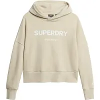 Superdry para mulher. W2011829A Camisola curta de corte quadrado Core Sport com capuz bege (XL), Casual, Algodão, Manga comprida
