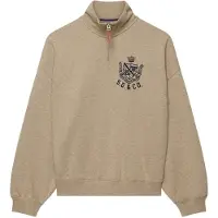 Superdry para mulher. W2012716A Moletom com meia cremalheira Country Club bege (XL), Casual, Algodão