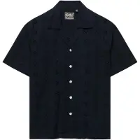 Superdry para mulher. W4010551A Camisa Heritage Broderie marinho (XS), Casual, Manga curta, Algodão orgânico