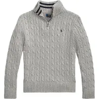 Ralph Lauren para menino. 323868894010 Suéter de algodão em ponto de tranças cinza ((S) 6/7años= 136/138cm), Casual, Manga comprida, mo