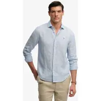 Superdry para homem. M4011103A Camisa de linho Riviera azul (L), Casual, Clássico, Manga comprida
