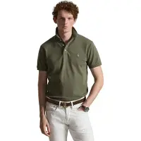 Ralph Lauren para homem. 710941439509 Polo de piqué elástico Custom Slim Fit verde escuro (S), Casual, Algodão, Manga curta