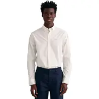 Gant para homem. 3000300 Camisa Pinpoint Oxford de ajuste regular branca (XL), Branco, Casual, Algodão, Manga comprida