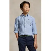 Ralph Lauren para menino. 323878876001 Camisa oxford de algodão com cavalo azul ((L) 10/12años= 150/161cm), Casual, Manga comprida, mod