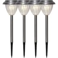 Star Trading Conjunto de 4 candeeiros solares de pedestal Palma LED