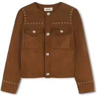 Zadig & Voltaire para menina. X60560 Casaco de camurça castanho (10Y= 138cm), Marrom, Casual, Efeito camurça, moda infantil