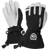 Hestra - Luvas ski criança - Glove Army Leather Heli Ski Jr. Black para criança - Tamanho criança 6 - Preto