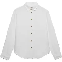 Superdry para mulher. W4010587A Camisa Premium de Linho branco (L), Casual, Manga comprida