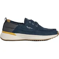 Pepe Jeans para homem. PMS600029 Náuticos de pele Bampton Evolve azul-marinho (43), Plano, Serraje, Cordão, Casual