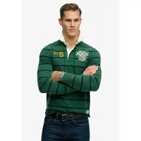 Superdry para homem. M1110483A Polo rugby Double Emblem Stripe Rugby verde (XL), Casual, Algodão, Manga comprida