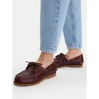 Timberland para mulher. TB0A2Q9XEIW1 Sapatos de barco clássicos em pele castanha (37.5 W), Couro, Marrom, Plano, Cordão, Casual