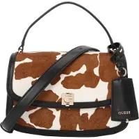GUESS Mala de ombro 'AUDREY' conhaque / preto / branco natural