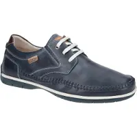 Pikolinos para homem. M9A-4118 Sapatos de couro com atacadores elásticos azuis Marbella (43), Azul, Plano, Cordão, Casual