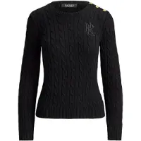 Ralph Lauren para mulher. 200P14039001 Jersey em ponto de oitos com botões preto (L), Casual, Algodão, Manga comprida