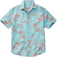 John devin Camisa 'Hawaii' azul claro / laranja
