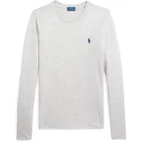 Ralph Lauren para mulher. 211B14604003 T-shirt Classic Fit em malha de algodão cinzenta (S), Casual, Cinza, Manga comprida