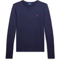 Ralph Lauren para mulher. 211B14604005 T-shirt Classic Fit em malha de algodão azul-marinho (XXS), Casual, Manga comprida