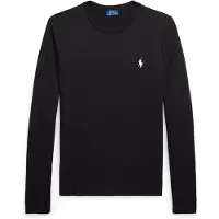 Ralph Lauren para mulher. 211B14604004 T-shirt de malha de algodão preto Classic Fit (XXL), Casual, Manga comprida