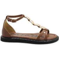 Cafe noir Sandália 'FB4010 cuoio sandali donna cinturino borchie pelle tallone chiuso' castanho