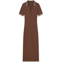 Armani Exchange para mulher. XW002244AF10352U6136 Vestido polo midi castanho (S), Marrom, Casual, Viscoso, Manga curta