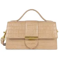 Lancaster Malas de tiracolo 'Lancaster Sac baguette A rabat avec fermoir M Croco Ily Naturel' bege