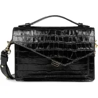 LANCASTER PARIS Malas de tiracolo 'Lancaster Sac à Rabat Zoé Noir Croco' preto
